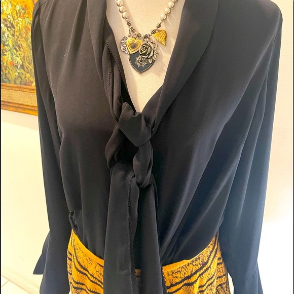 RACHEL Rachel Roy Tops - New Rachel Roy Black Neck-Tie Blouse Bell Sleeve L